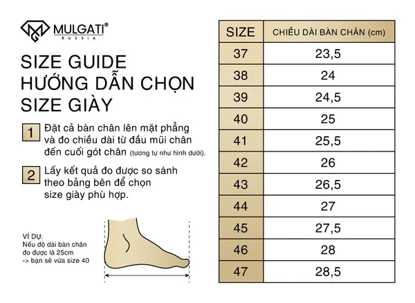 Cách Đo Bàn Chân Chọn Size Giày Nam Chuẩn Xác & Bảng Quy Đổi Chi Tiết