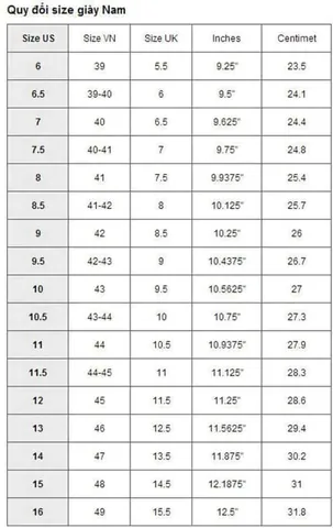 Chân 25cm Dài 11cm Rộng Đi Size Giày Gì? Hướng Dẫn Chọn Size Chuẩn