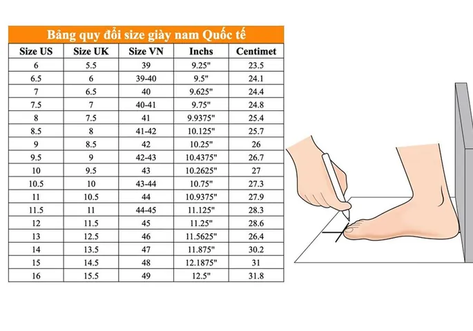 Chân Dài 26cm Đi Giày Size Bao Nhiêu? Hướng Dẫn Quy Đổi Chuẩn Nhất