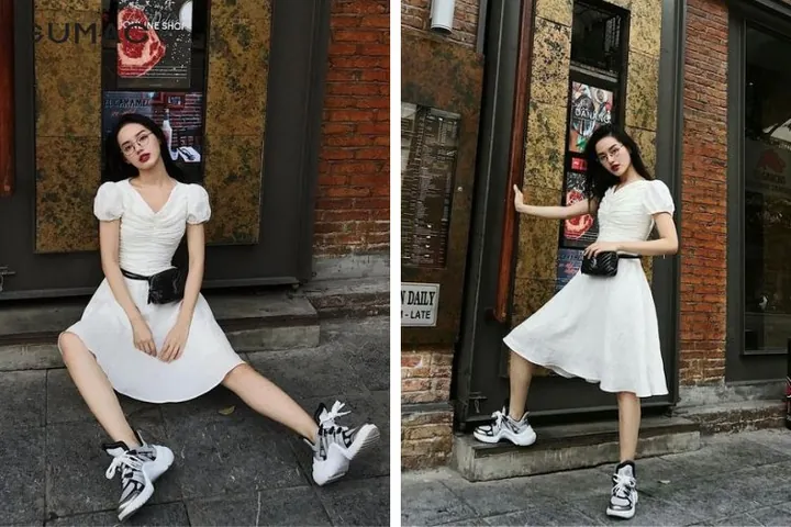 Chân Váy Mix Áo Thun Mang Giày Thể Thao: 15+ Cách Phối Đồ Chuẩn Phong Cách