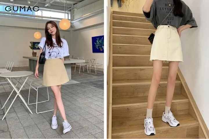 Chân Váy Mix Áo Thun Mang Giày Thể Thao: 15+ Cách Phối Đồ Chuẩn Phong Cách