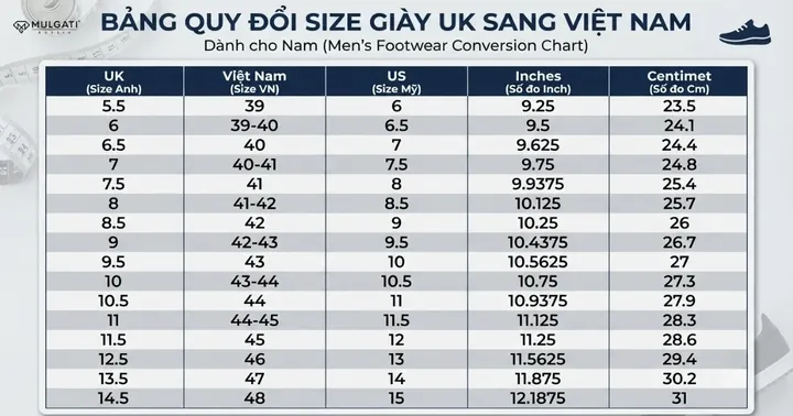 Giày Size 8 Uk Tương Đương Size Nào? Bảng Quy Đổi Chuẩn Nhất Giày Size 8 Uk Tương Đương Size Nào? Bảng Quy Đổi Chuẩn Nhất