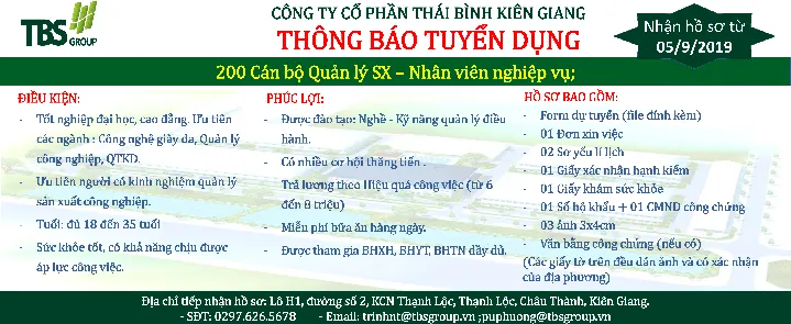 Tuyển Dụng Tbs Kiên Giang: Thông Tin Chi Tiết, Yêu Cầu & Quy Trình Ứng Tuyển Mới Nhất Tuyển Dụng Tbs Kiên Giang: Thông Tin Chi Tiết, Yêu Cầu & Quy Trình Ứng Tuyển Mới Nhất